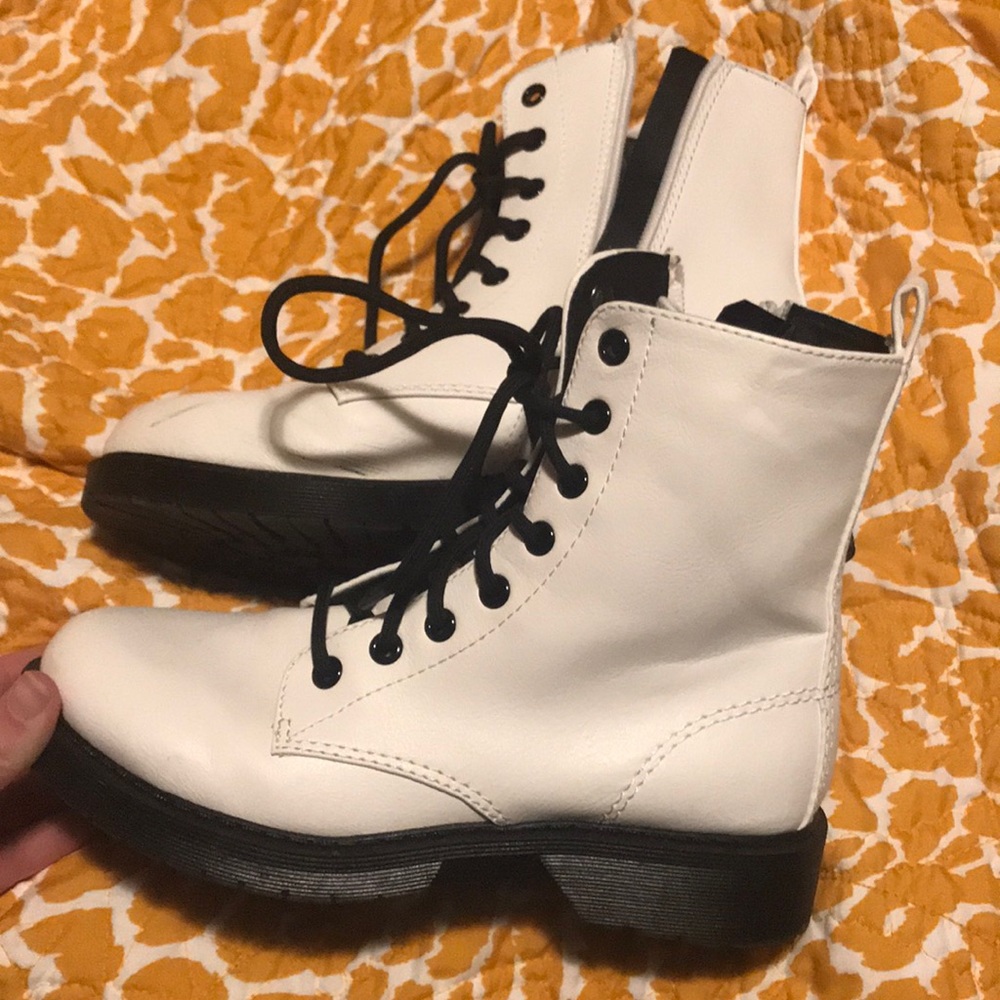 White combat boots